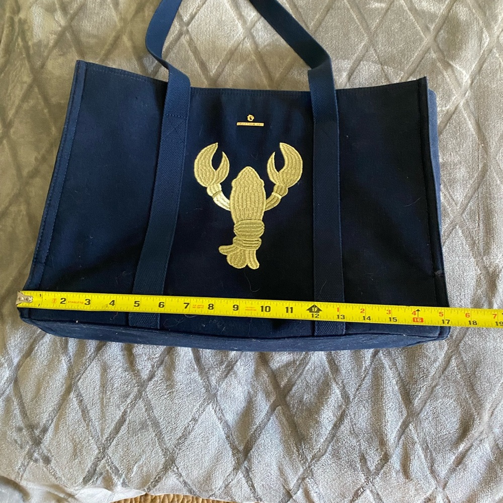 Spartina 449 Navy Tote with Gold Lobster Design